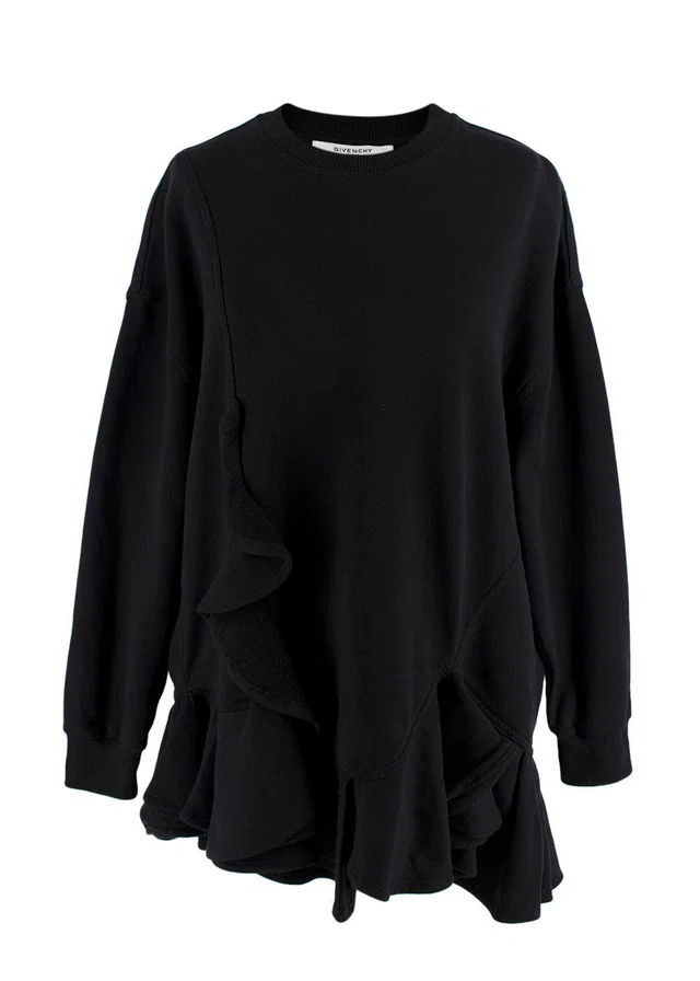 Givenchy Black Ruffled Crewneck Sweatshirt in Black from HEWI