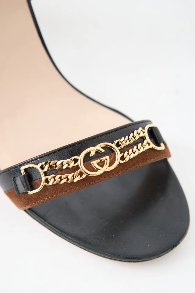 Gucci Leather & Suede Ava Chain Sandal in Suede from VSP Consignment, photo 2 of 2