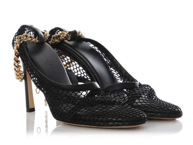 Bottega Veneta Black Mesh Pumps in Black Leather from Ann's Fabulous Finds, photo 5 of 6