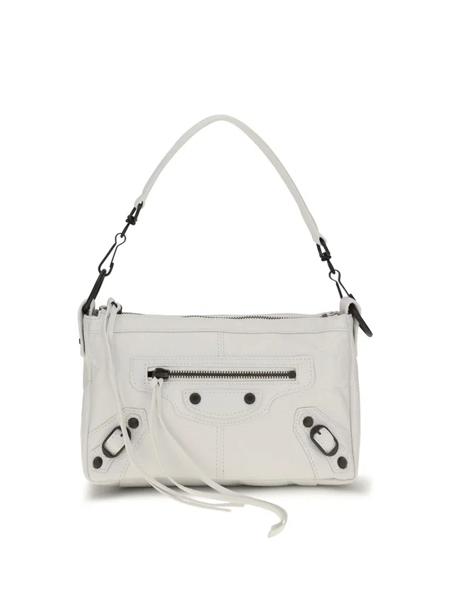 Balenciaga Le City Shoulder Bag — White Lamb Ovis Aries in White Lambskin from HEWI