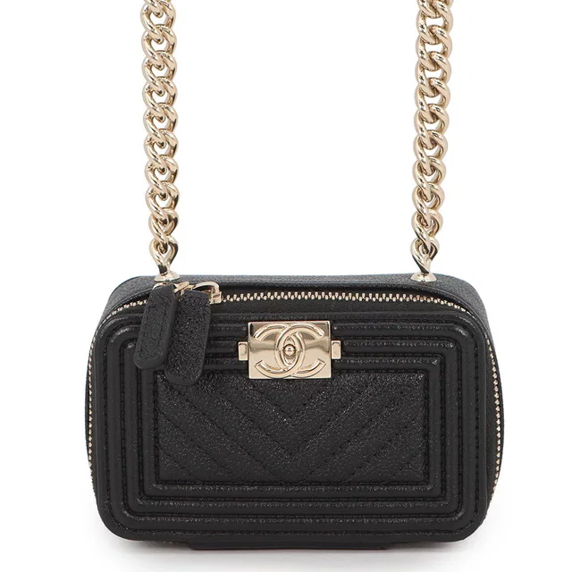 Boy Chanel Mini Chain Clutch BlackAP2708 Caviar Leather in Caviar leather from GALLERY RARE