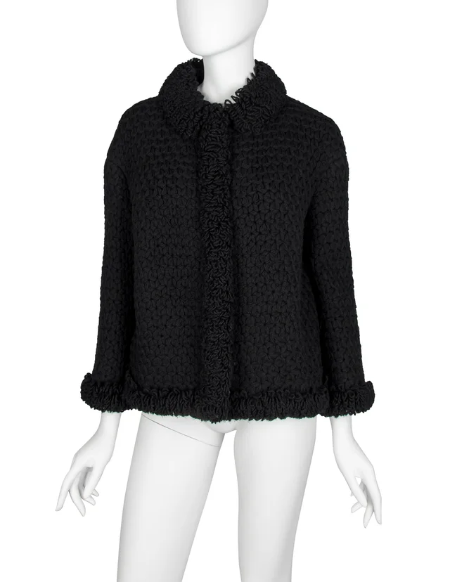 Dior Vintage 1950s Colifichets Black Crochet Wool Jacket in Black Wool from Amarcord Vintage Fashion