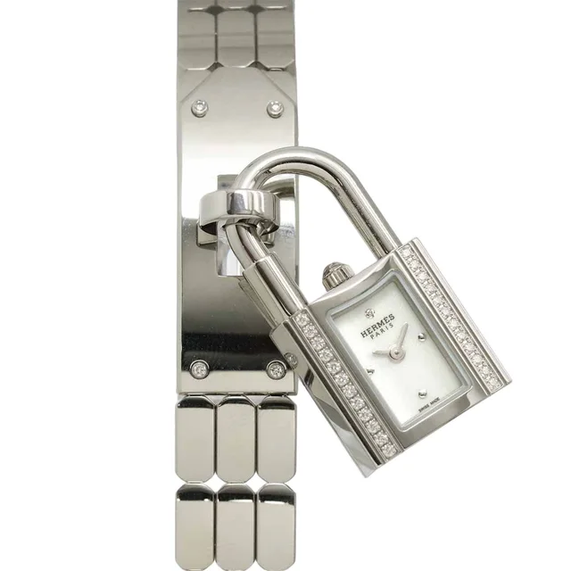 Hermès Kelly Watch Diamond Bezel White Quartz in White from The Reluxe