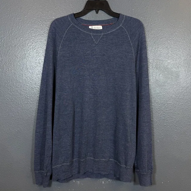 Brunello Cucinelli 52 Men’s Blue Linen/Cotton Blend Sweatshirt Sweater Slim Fit in blue from Poshmark