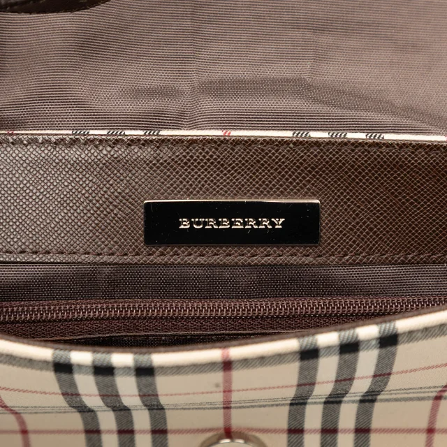 Beige Burberry House Check Canvas Flap Crossbody in Beige Canvas from Designer Revival, photo 5 of 6