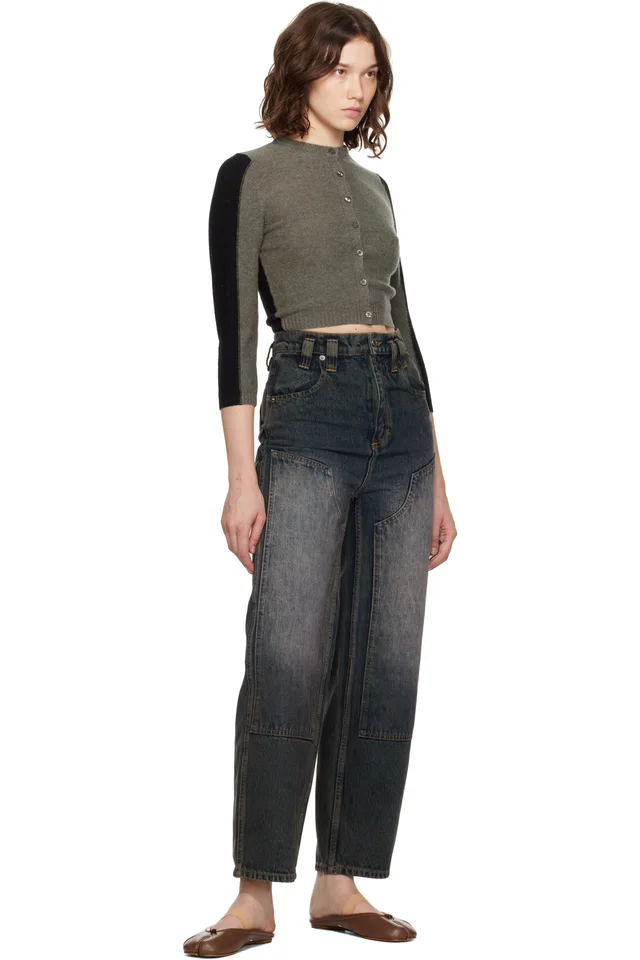 Eckhaus Latta Blue Double Knee Baggy Jeans, photo 4 of 4 from SSENSE