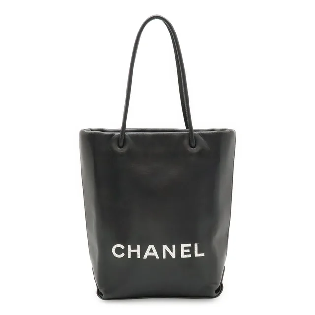 Chanel Essential Tote PM Small Logo Mini Bag Leather Black White in Black Leather from The Reluxe