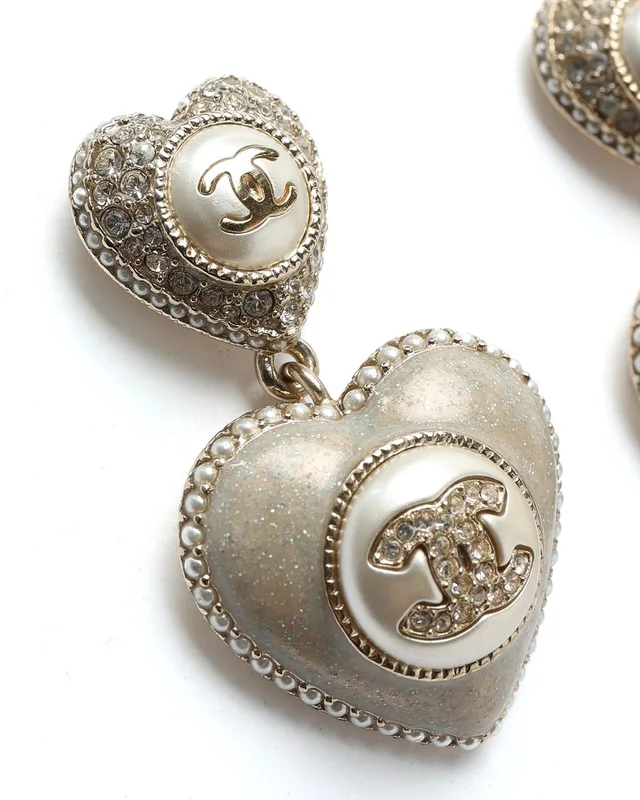 Chanel Coco Mark Heart Rhinestone Earrings from A Retro Tale, photo 5 of 6