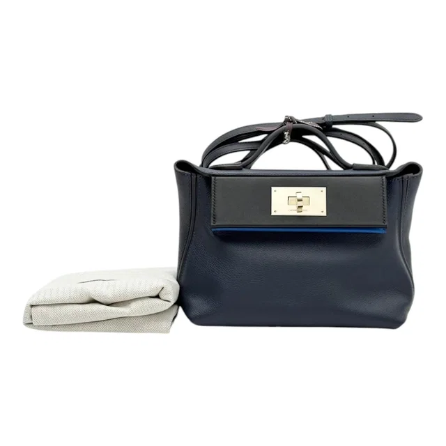 Hermès 2424 Mini Blue Bag in Evercolor with PHW in Blue from Luxury Promise