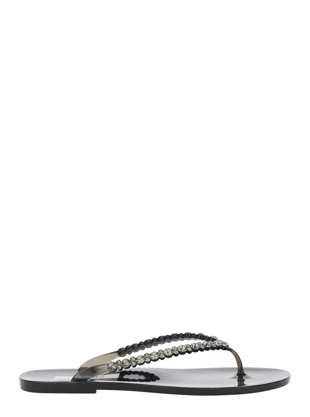 MENGHI 'BERTA' Black Sandals with Flip-Flop Design and Bead Details in PVC Women in Black, photo 2 of 8 from Gaudenzi Boutique