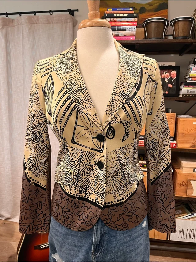 Etro Cream And Brown Printed Tailored Blazer in brown|red from Poshmark
