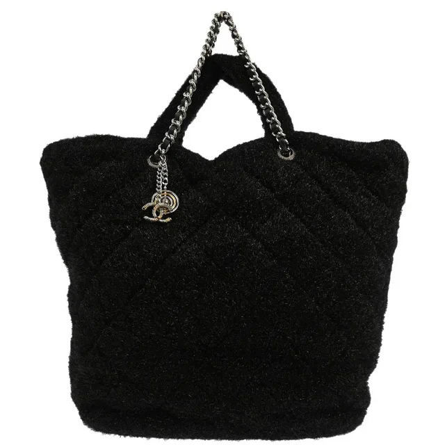 Chanel 2017-2018 Black Pluto Glitter Shopping Tote Chain Handbag in Black from AMORE Vintage Tokyo