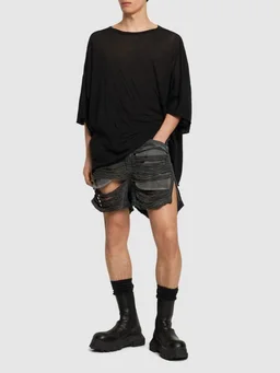 Rick Owens DRKSHDW Shorts with ripped details in 100% Cotton, photo 2 of 5 from LUISAVIAROMA