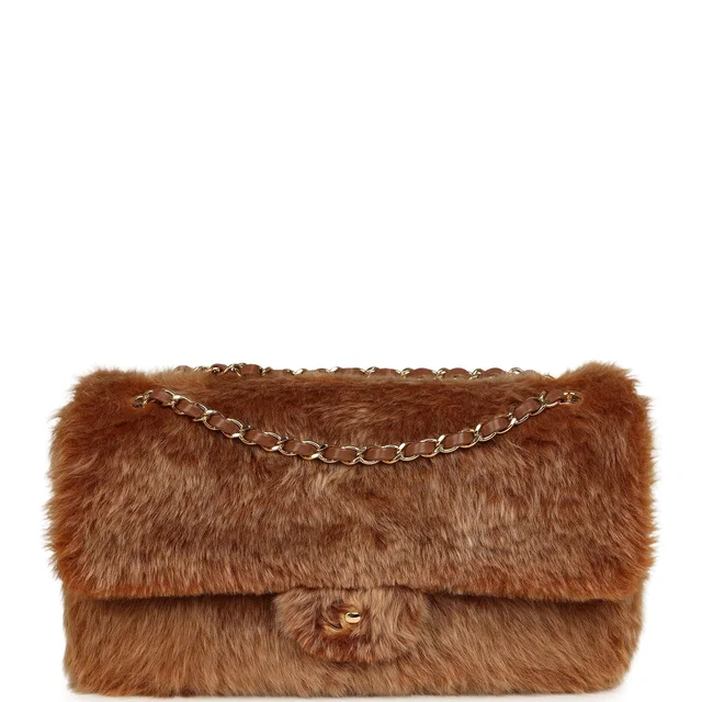 Chanel Maxi "Souplissimo" Small Flap Bag Brown Shearling Lambskin Gold Hardware in Brown Lambskin from Madison Avenue Couture