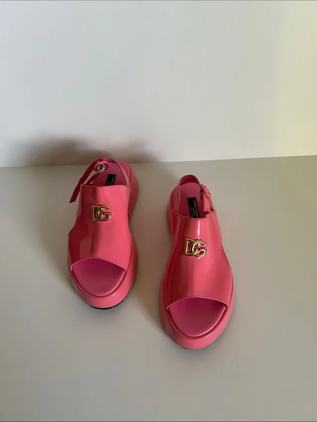 Dolce & Gabbana Hot Pink Patent Dg Logo Platform Sandals in pink Patent leather from Poshmark