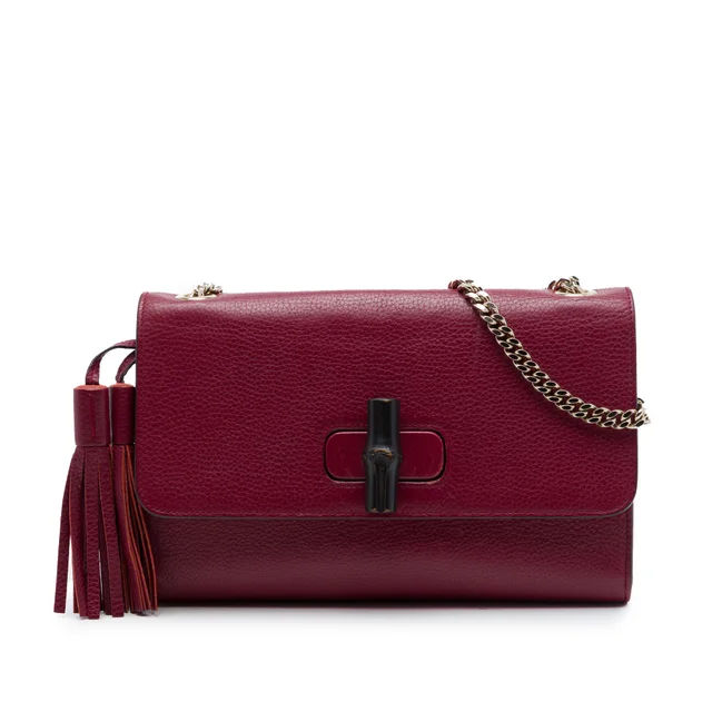 Red Gucci Medium Leather Miss Bamboo Crossbody in Red Leather from Designer Revival, photo 1 of 1