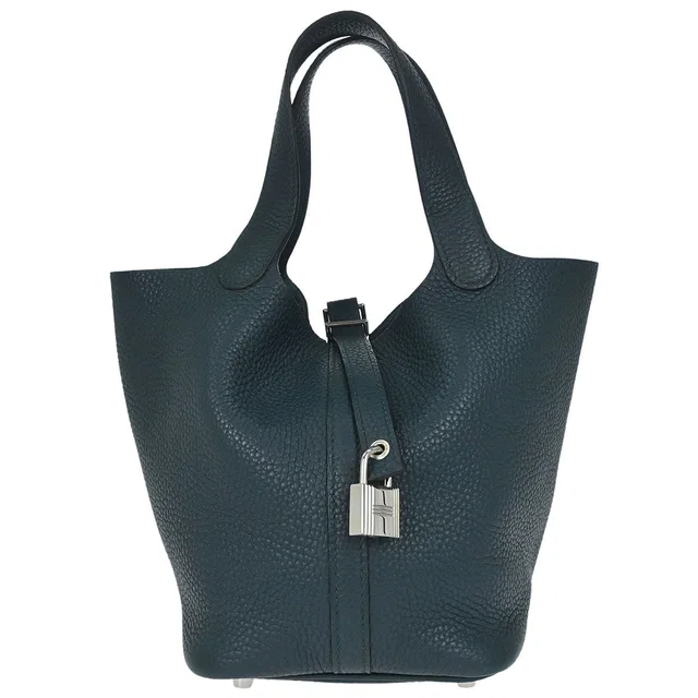Hermès Vert Cypre Taurillon Clemence Picotin Lock 18 PM Handbag in Green Clemence leather from AMORE Vintage Tokyo