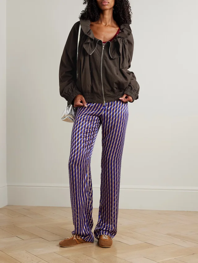 DRIES VAN NOTEN Ruffled gathered cotton-blend jacket in dark brown 98% Cotton 2% Elastane, photo 2 of 5 from NET-A-PORTER (Canada)