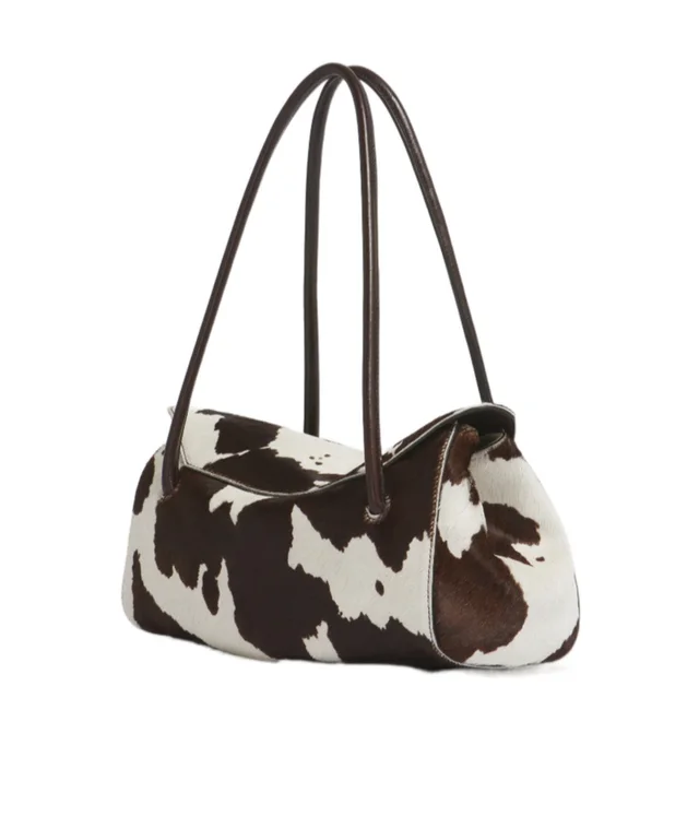 Marni White and brown cow-print ponyhair E/W shoulder bag, photo 3 of 5 from SENSER