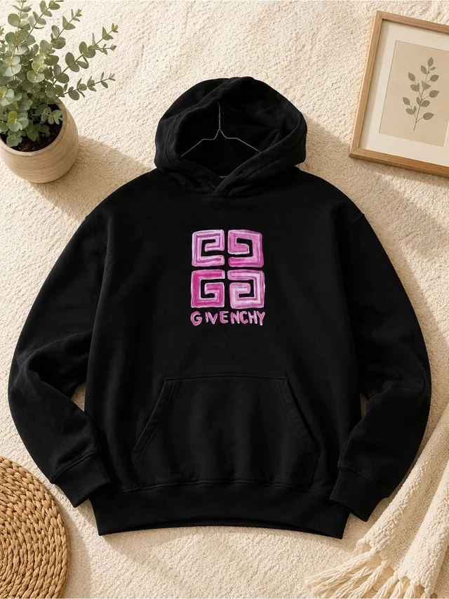 Givenchy Black Hoodie With Pink Logo Artwork in black|pink from Poshmark