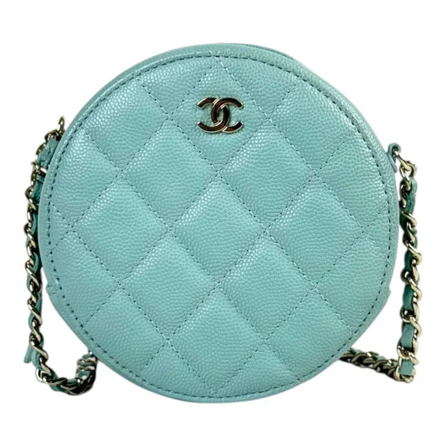 Chanel Blue Round Zip Chain Bag in Blue from Luxury Promise