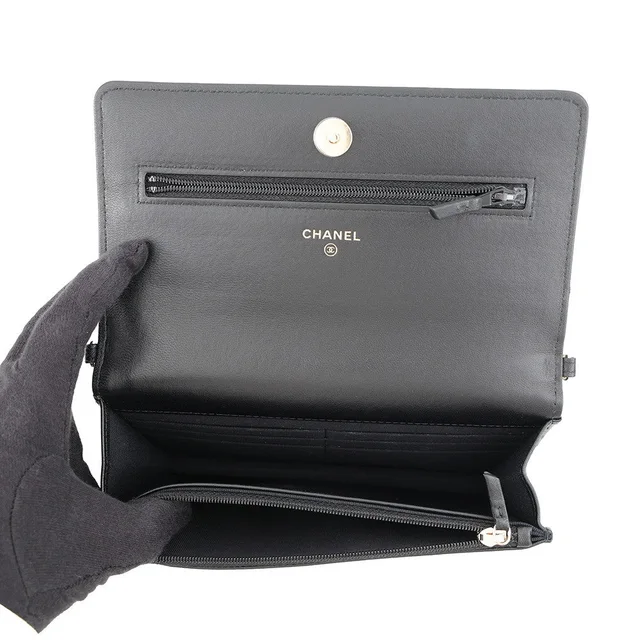 Chanel Matelasse Pearl Chain Wallet BlackAP1841 Lambskin Pearl in Lambskin from GALLERY RARE, photo 7 of 19