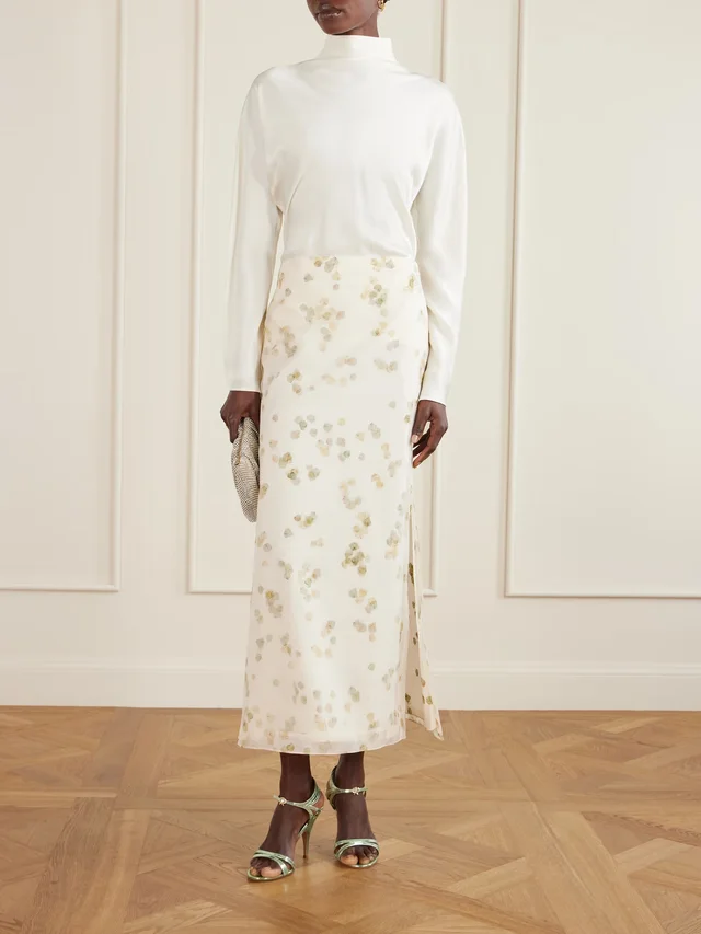 ALTUZARRA Linnie printed cotton-blend organza maxi skirt in White, photo 2 of 2 from NET-A-PORTER (Canada)