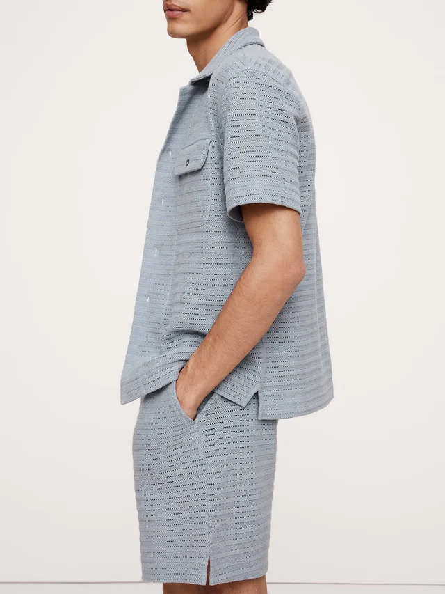 Banana Republic 6" Herringbone Jacquard Pull-On Short in Cool Blue, photo 3 of 5 from Banana Republic (US)