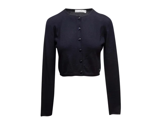 Navy Christian Dior Cashmere Cardigan Size US S in Navy Cashmere from Designer Revival