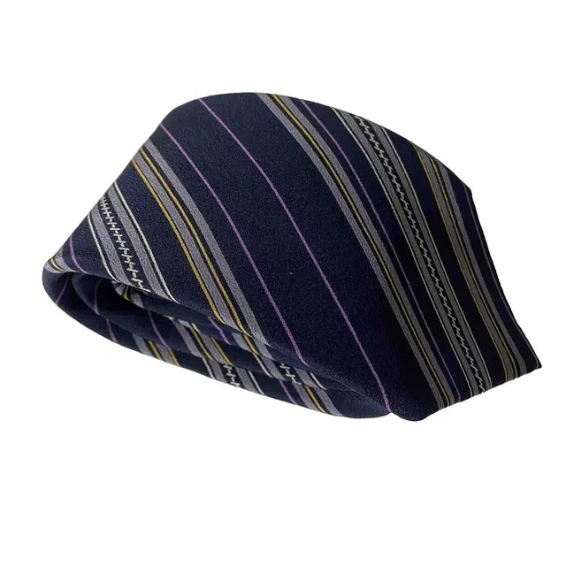 Lanvin Vintage Tie Navy Purple Striped Blue 100% Silk Necktie 3.25" W 55 in blue|purple Silk from Poshmark