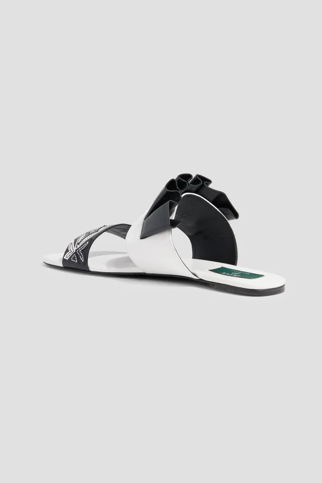 Pucci Embroidered Leather Flat Sandals, photo 3 of 4 from THE OUTNET