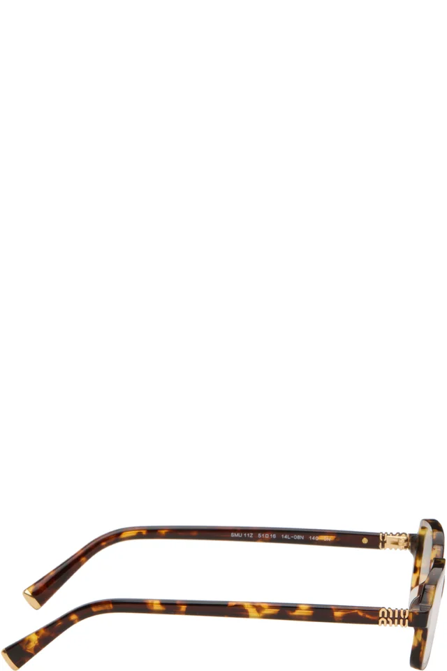 Miu Miu Eyewear Brown Miu Regard Blue Light Glasses, photo 2 of 4 from SSENSE