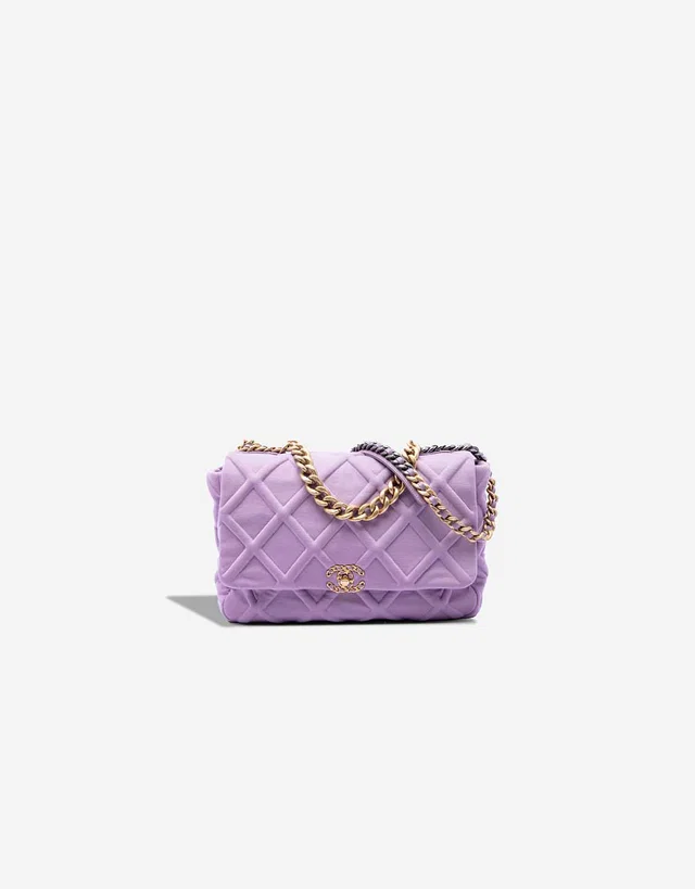 Chanel 19 Large Flap Bag Jersey Purple in Violet from SACLÀB