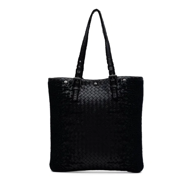 Black Bottega Veneta Nappa Intrecciato Tuffetage Tote in Black Nappa leather from Designer Revival