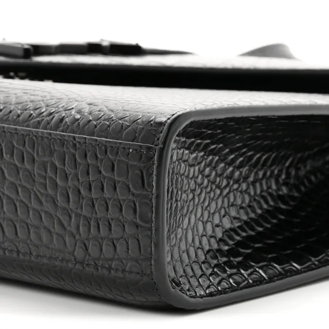 Saint Laurent Crocodile Embossed Monogram Large Satchel Black in Black Calfskin from FASHIONPHILE, photo 10 of 10
