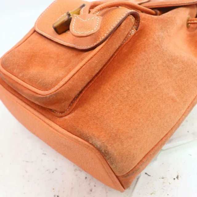 Gucci Orange Suede Bamboo Mini Backpack in Orange Suede from Bagriculture
