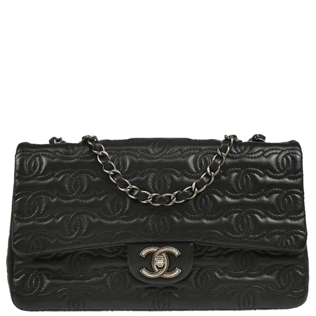 Chanel 2014 Black Lambskin CC Stitch Shoulder Bag in Black Lambskin from AMORE Vintage Tokyo