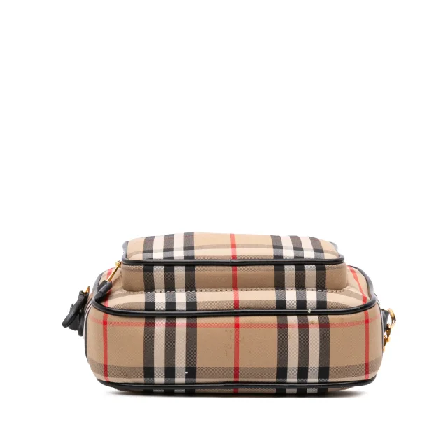 Beige Burberry House Check Canvas Camera Bag in Beige Canvas from Designer Revival, photo 3 of 6