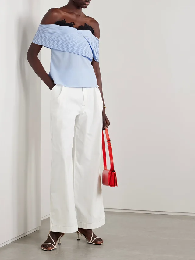 KIKA VARGAS Olympe pleated woven wide-leg pants in White, photo 2 of 2 from NET-A-PORTER (Canada)