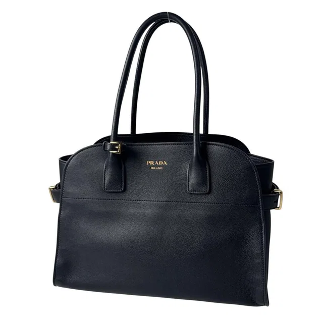 Prada Medium Soft Gray Leather Tote Bag in Grey Leather from The Reluxe
