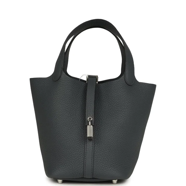 Hermès Picotin Lock 18 Gris Misty Clemence Palladium Hardware in Grey Clemence leather from Madison Avenue Couture