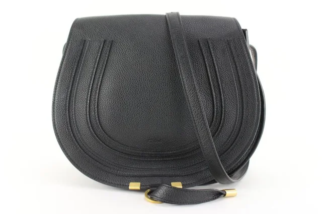 Chloé Black Calfskin Medium Marcie Round Crossbody Bag in Black Calfskin from Bagriculture