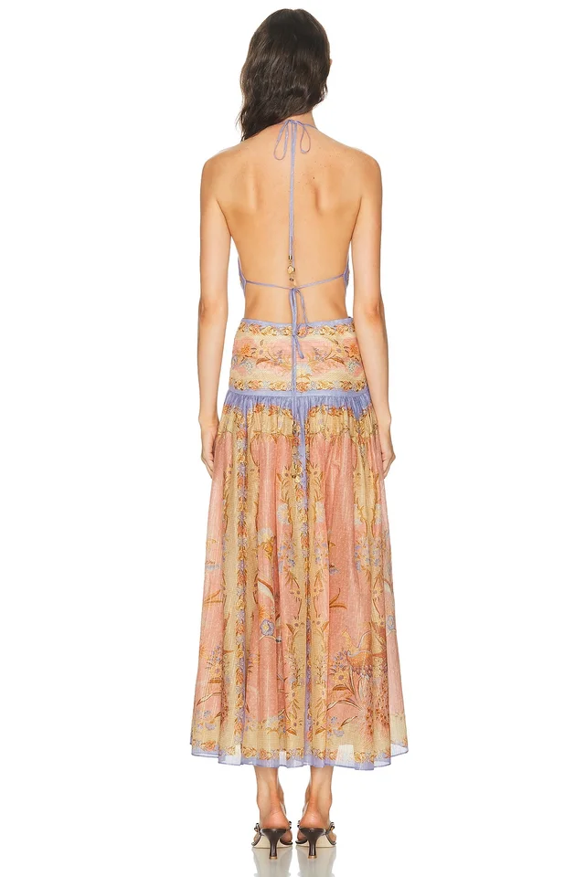 Zimmermann Indra Plunge Halter Maxi Dress in Pink, photo 2 of 2 from FWRD