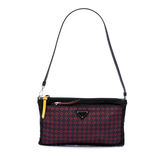 Black Prada Tessuto Stampato Geometric Shoulder Bag in Black Nylon from Designer Revival