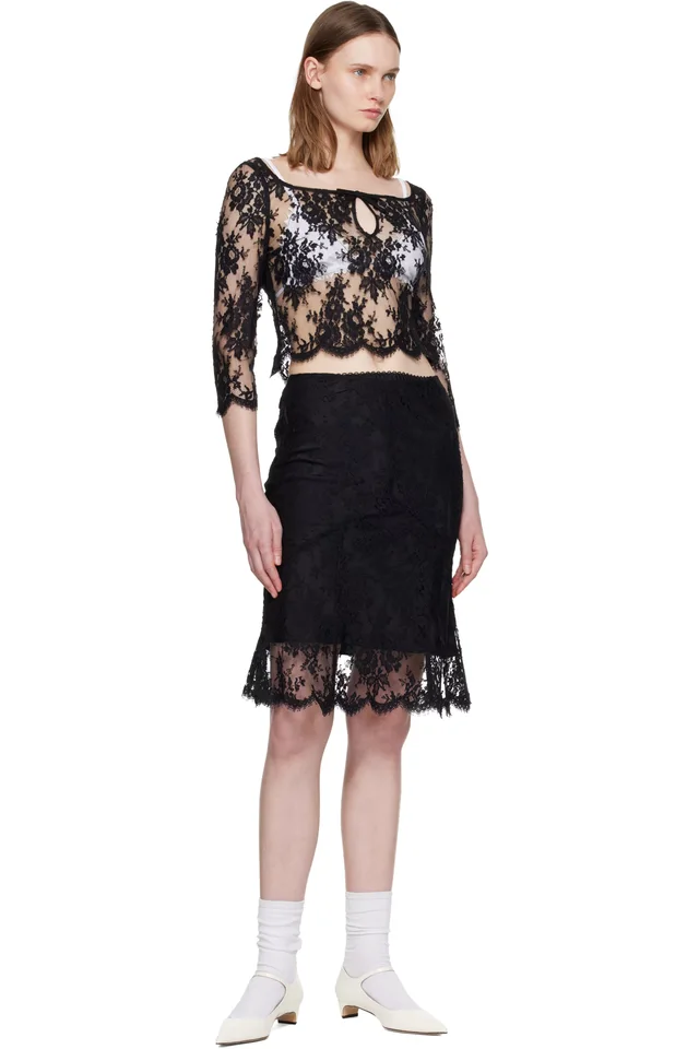 SHUSHU/TONG Black Flared Midi Skirt, photo 4 of 4 from SSENSE