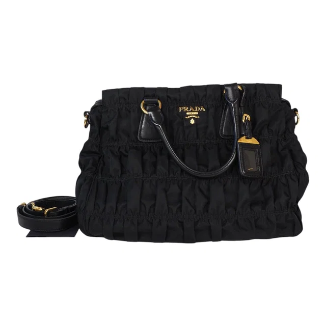 Prada Gaufre Nylon Handbag Black Bag in Black Nylon from Luxury Promise