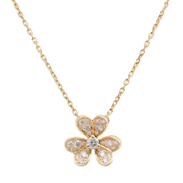 Van Cleef & Arpels 18K Diamond Frivole Mini Necklace, Yellow Gold in Yellow from VINTAGE QOO TOKYO