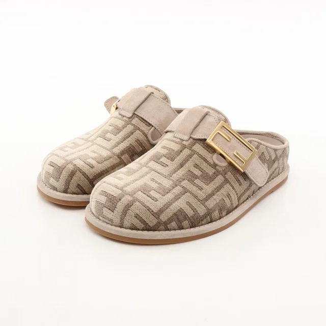 Fendi Mules Feel FF Pattern Suede Sandals in Suede from The Reluxe
