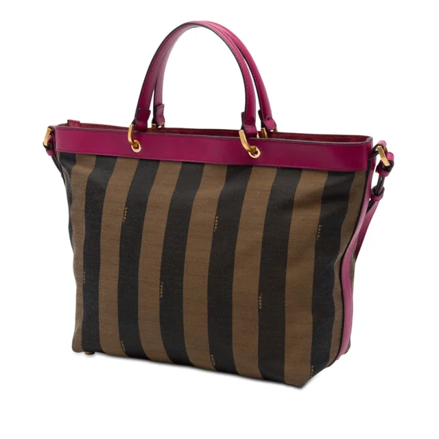 Brown Fendi Large Pequin Canvas Satchel in Brown Canvas from Designer Revival, photo 2 of 2
