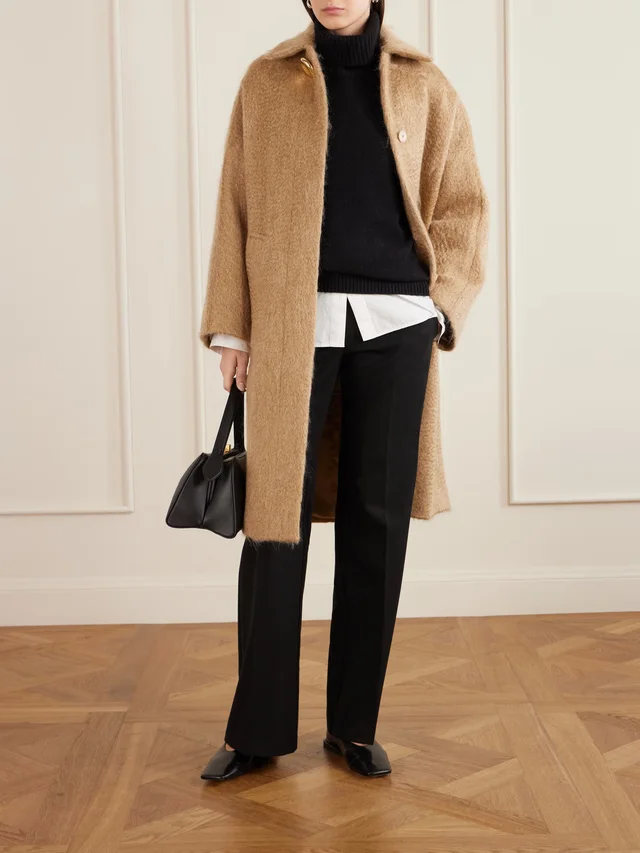 JOSEPH Alger brushed wool and mohair-blend coat in Beige, photo 2 of 2 from NET-A-PORTER (Canada)